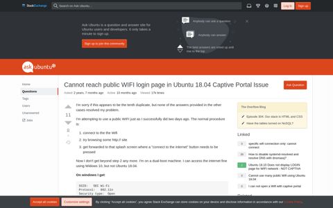 Cannot reach public WIFI login page in Ubuntu 18.04 Captive ...