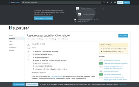 Reset root password for Chromebook - Super User