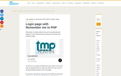 Login page with Remember me in PHP - Makitweb