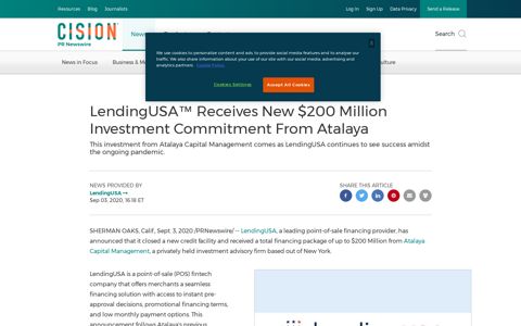 LendingUSA™ Receives New $200 Million Investment ...