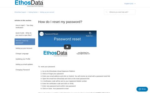 How do I reset my password? – EthosData Support