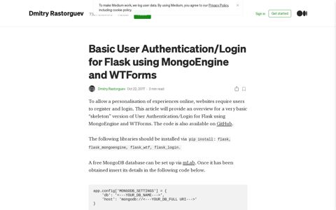 Basic User Authentication/Login for Flask using MongoEngine ...