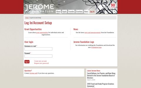 Log In/Account Setup | The Jerome Foundation