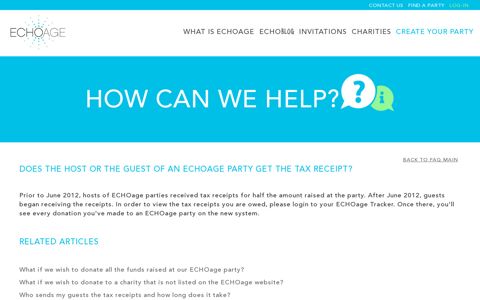 ECHOage Charitable Donation Tax Receipts - ECHOage