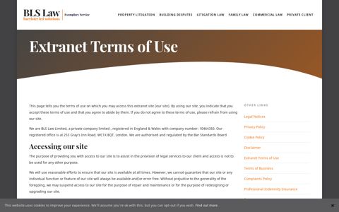 Extranet Terms of Use - BLS Law - Barrister Led Solutions