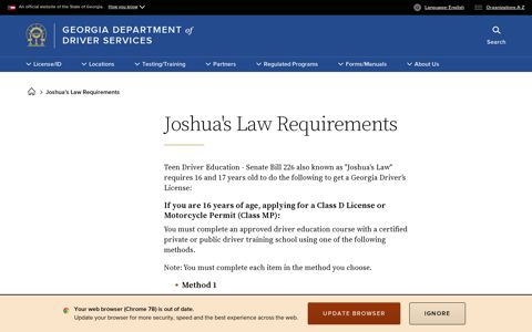 Joshua's Law Requirements | Georgia Department of Driver ...