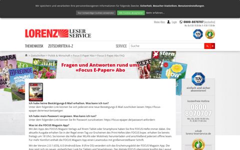 Focus E-Paper Abo FAQ - Lorenz Leserservice