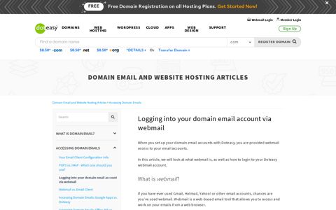 Logging into your domain email account via webmail | Doteasy