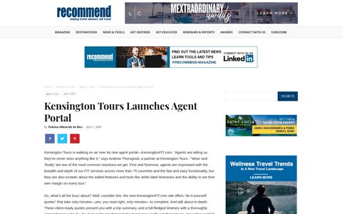 Kensington Tours Launches Agent Portal - Recommend
