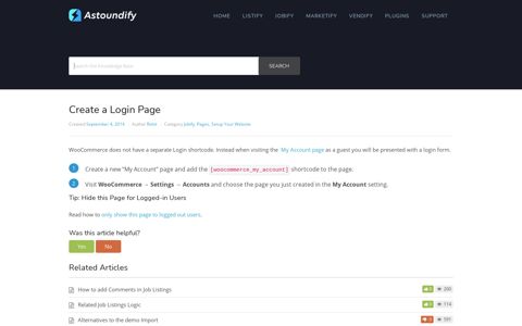 Create a Login Page – Astoundify Knowledge Base