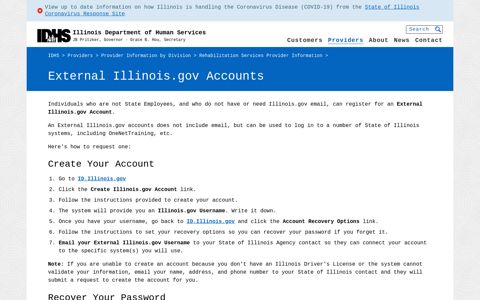 External Illinois.gov Accounts - IDHS