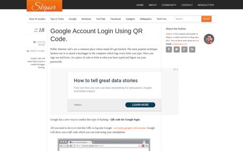 Google Account Login Using QR Code - Skipser