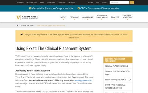 Using Exxat: The Clinical Placement System - Vanderbilt ...