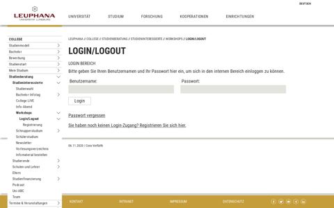 Login/Logout - Leuphana Universität Lüneburg
