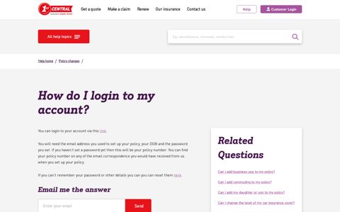 How do I login to my account? - 1st CENTRAL Car Insurance