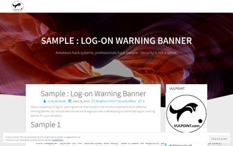 Sample : Log-on Warning Banner – VulPoint