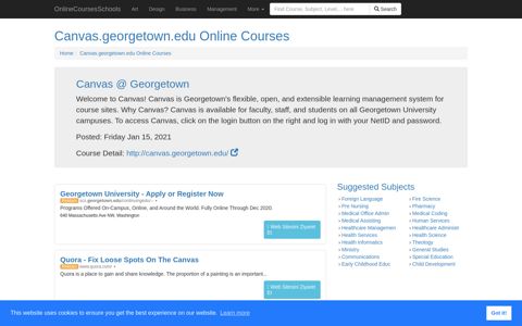 Canvas.georgetown.edu Online Courses