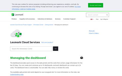 Managing the dashboard | Lexmark Cloud Services