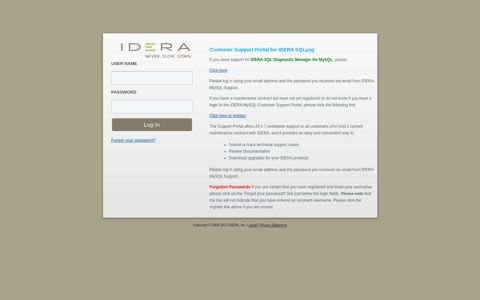 Customer Support Portal for IDERA SQLyog