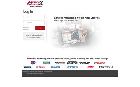 Log In - Advance Auto Parts Authentication