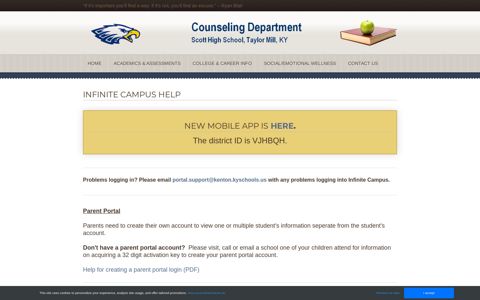 Infinite Campus Help Page - Scott High School Counseling Dept