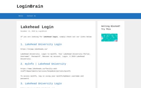 Lakehead Lakehead University Login - LoginBrain