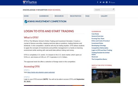 2018-2019 KWHS Investment Competition: OTIS