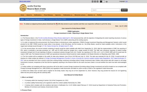 User manual for Entity Master-FIRMS - Reserve Bank of India