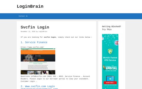 Svcfin Service Finance - LoginBrain