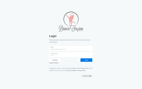 Login | Dance Fuzion Zurich - Portal - Class Manager