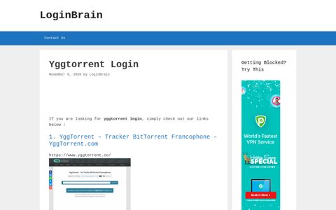 yggtorrent login - LoginBrain