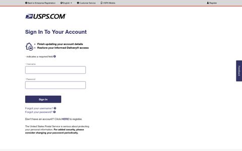 Sign In To Your Account - USPS.com Account