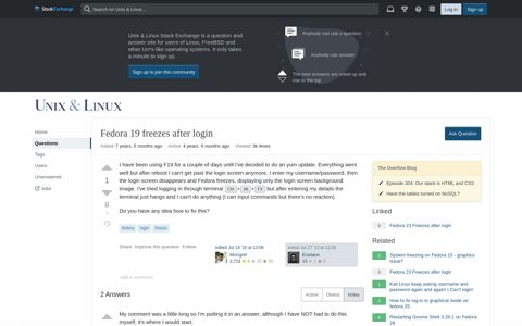 Fedora 19 freezes after login - Unix & Linux Stack Exchange