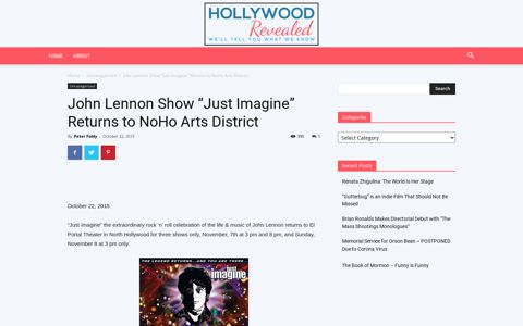 John Lennon Show “Just Imagine” Returns to NoHo Arts District