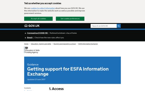 Getting support for ESFA Information Exchange - GOV.UK