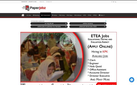 ETEA Jobs 2020 in KPK - Apply Online at www.etea.edu.pk