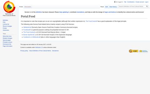 Portal:Food - Definition of Free Cultural Works