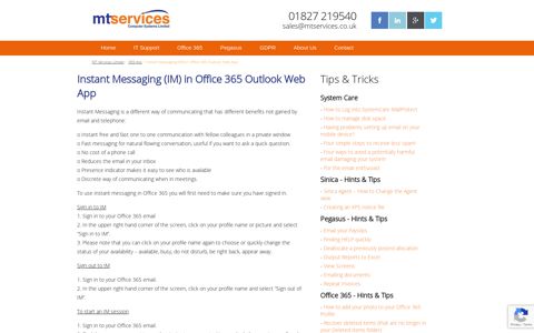 Instant Messaging (IM) in Office 365 Outlook Web App - MT ...