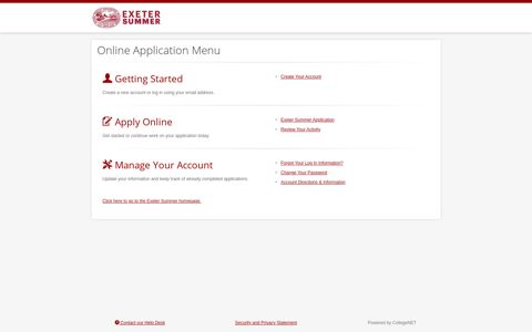 Online Application Menu - ApplyWeb