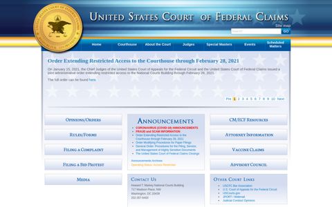 US Court of Federal Claims - USCourts.gov