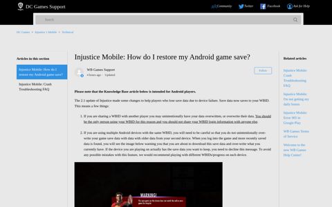 Injustice Mobile: How do I restore my Android game save ...