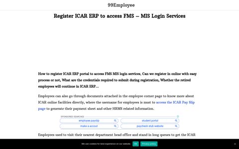 Register ICAR ERP to access FMS - MIS Login Services
