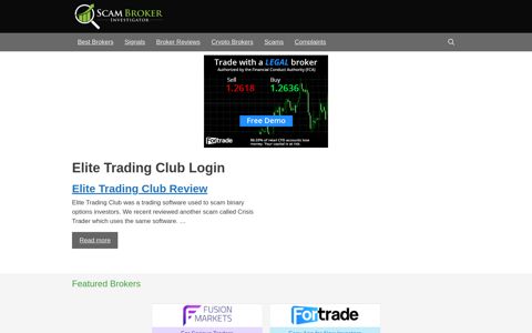 Elite Trading Club Login on the Scam Broker Investigator