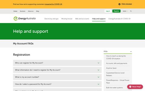 My Account FAQs | EnergyAustralia