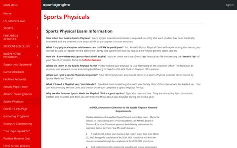 Sports Physicals - Lakeville North High School Athletics ...