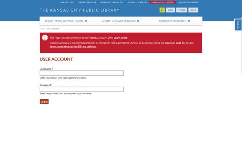 User account | Kansas City Public Library