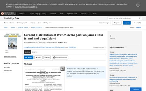 Current distribution of Branchinecta gaini on James Ross ...