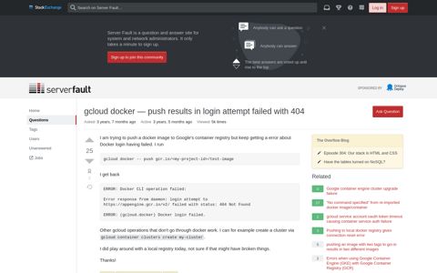 gcloud docker -- push results in login attempt failed with 404 ...