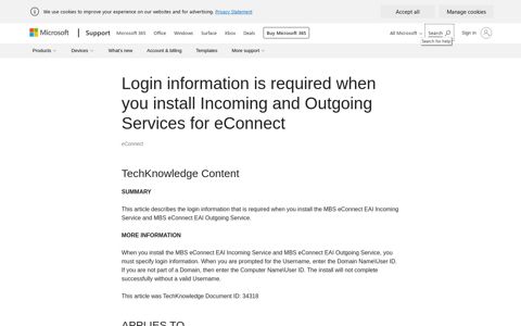 Login information is required when you install Incoming and ...