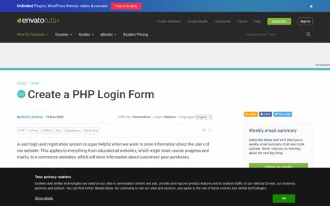 Create a PHP Login Form - Code - Envato Tuts+